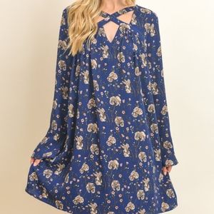 Doe & Rae Crisscross -Cutout boho Shift Dress